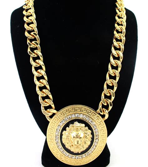 versace gold necklace ebay|authentic versace lion necklace.